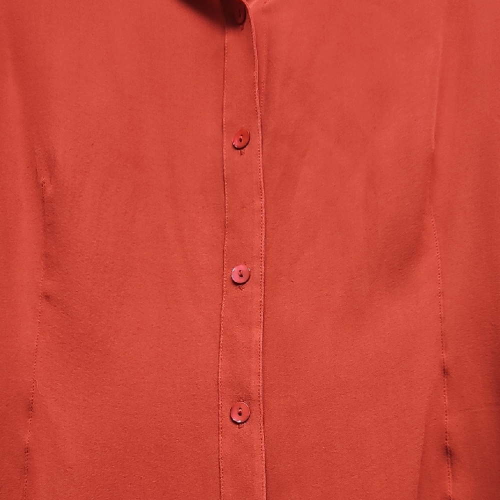 VINTAGE Saville for Nordstrom Red 100% Silk Button-Down Blouse - Size 18 - Picture 5 of 11